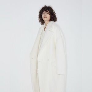 RAEY White Alpaca Wool Blend Long Coat BNWOT Double Breasted Cream